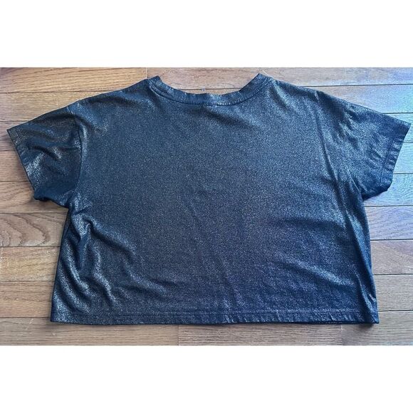 Victoria Secret Sport Black & Gold Shimmer Crop top Size XS Oversized - Picture 4 of 10
